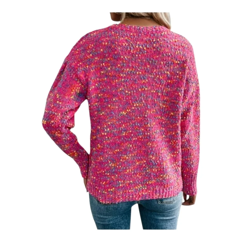 ROUNDTABLE INJ. -  Comfy Soft Pink Confetti Sweater - Picture 3 of 7